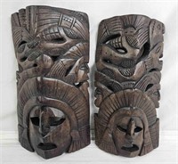 Pair Of Carved Wood Tribal Statues