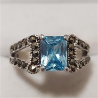 $100 Silver CZ Marcasite Ring