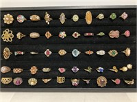 50 Costume Jewelry Rings! Gold Tone