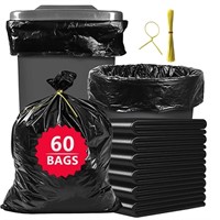 WF6956  LORIBEN 55 Gallon Trash Bags, Black, 60 Co