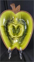 Vtg Treasure Craft Green Apple Ceramic Serving Di