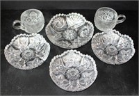 Four Cut Glass Bowls and Five Punch