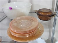 FireKing plates, bowl, covered dish