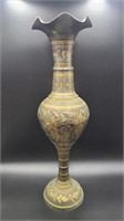 LARGE Brass Decorative Vase, Etched Brass
