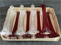 NWT Clear & Ruby Glass Vases