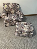 Floral Flexsteel Arm Chair w/ Matching Rolling