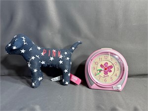 "Pink" Dog Stuffy & Barbie Alarm Clock