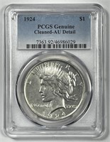 1924 Peace Silver $1 PCGS AU details