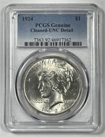 1924 Peace Silver $1 PCGS UNC details