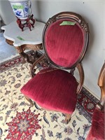 Victorian Walnut Side Chair, Red Velvet