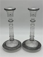 Candlestick Pair w/ Etched Flowers