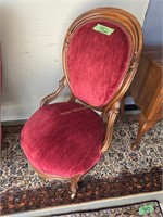Victorian parlor chair, red velvet