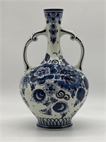 Delft Holland Porcelain Hand Painted Handled Vase