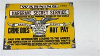 Porcelain Hargrave Secret Service sign-8x5.5