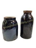 2 Pottery Canning Jars