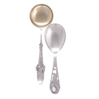 Art Deco Danish silver soup & serving spoons