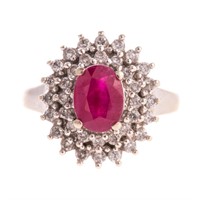 A Lady's Ruby and Diamond Ring in 14K