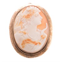 A Lady's Cameo Brooch/Pendant in 14K Gold