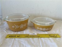 Vintage Butterfly Gold Pyrex Dishes with Lids