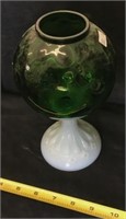Thumbprint Green Rose Bowl On Opalescent Base