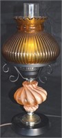 Vtg Opalescent Twist Amber Shade Electrified Lamp