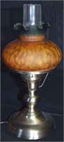 Contempo Green & Amber Mottled Glass Shade Lamp