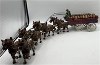 Antique Cast Iron Budweiser Clydesdales & Wagon