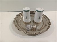 Tray with Salt and Pepper Shakers and a Keychain