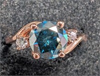 $6140 10K  Blue Diamond (1.2Ct,I1,Intense Blue Tre