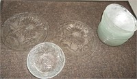 12 KIG Indonesia Textured Glass Bowls & 2 Plates