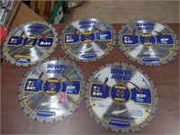 5 Irwin 7-1/4" Circular Saw Blades