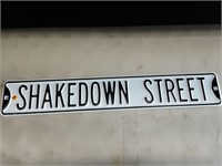 HEAVY STEEL EMBOSSED STREET SIGN-SHAKEDOWN ST