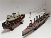 Lot of 2 Model Ships, 9"L & 13"L