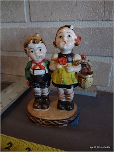 Japan Figurine Boy and Girl with Flower and Basket