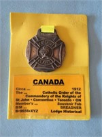 1912 Canada Knights of St. John Fraternal Fob