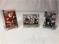 3 Football Cards With Santa Card