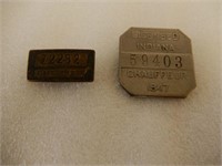 LOT OF 2 CHAUFFER LICENSE PINS