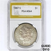 1887-S Morgan Silver Dollar PGA MS64