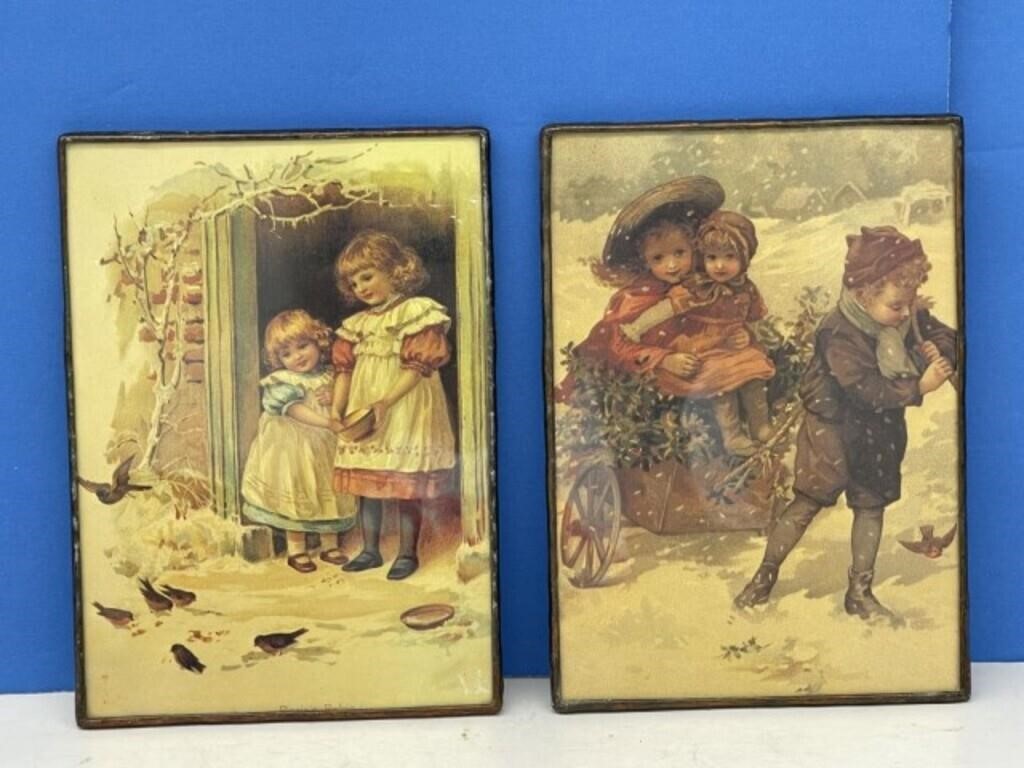 19th Century Prints Of Children In Copper Foil