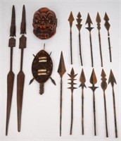 Lot: African Weapons, Japanese Theater Mask.