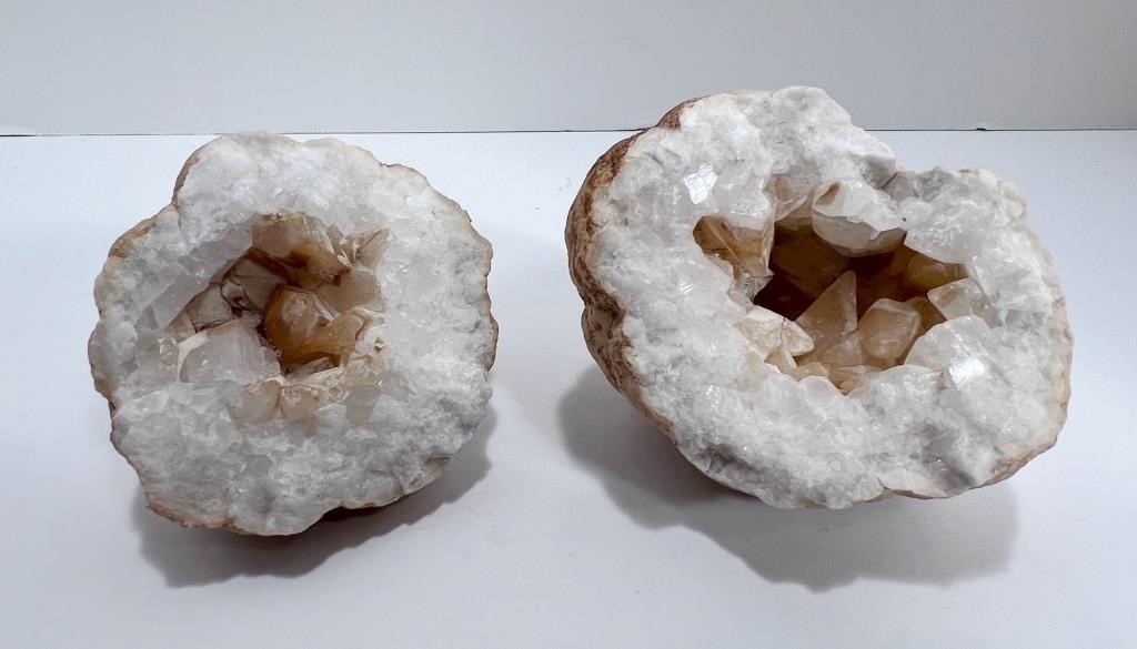 Natural White round Quartz Geode