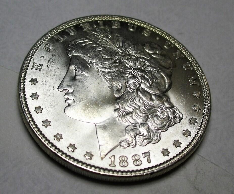 1887 P CH BU Morgan Silver Dollar