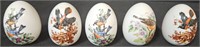 5 vintage ceramic avon eggs
