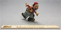 Vintage Wind Up Skating Hobo Clown Toy