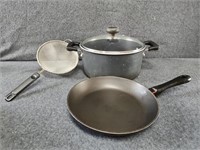 T-Fal Frying Pan, Pot and Mesh Strainer