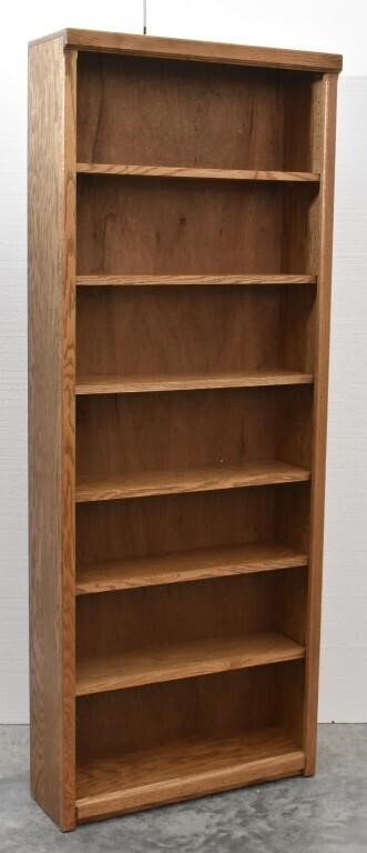 Tall Solid Oak Bookshelf 6 Adjustable Shelves