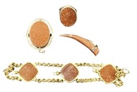 LOT OF (4) PCS. SUNSTONE JEWELRY, (1) ROSE GOLD