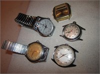 5 Vtg Watches - Hamilton, Royce Incablock, etc
