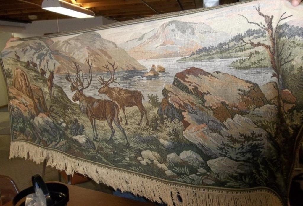 Vtg Gobelin Carpet Tapestry of Elk