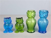 Lot Of Art Glass Owl Figures